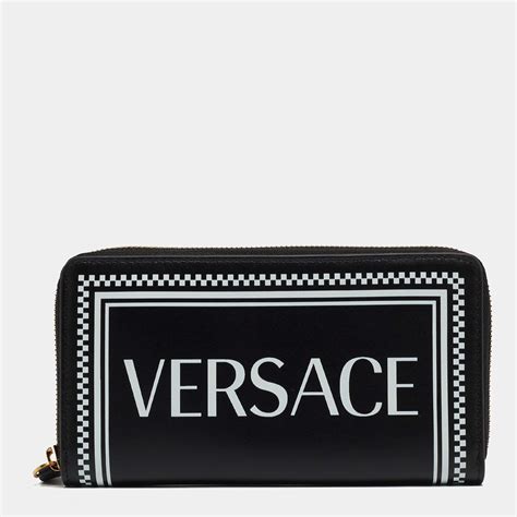 versace collection zip-around leather wallet|Versace leather wallet.